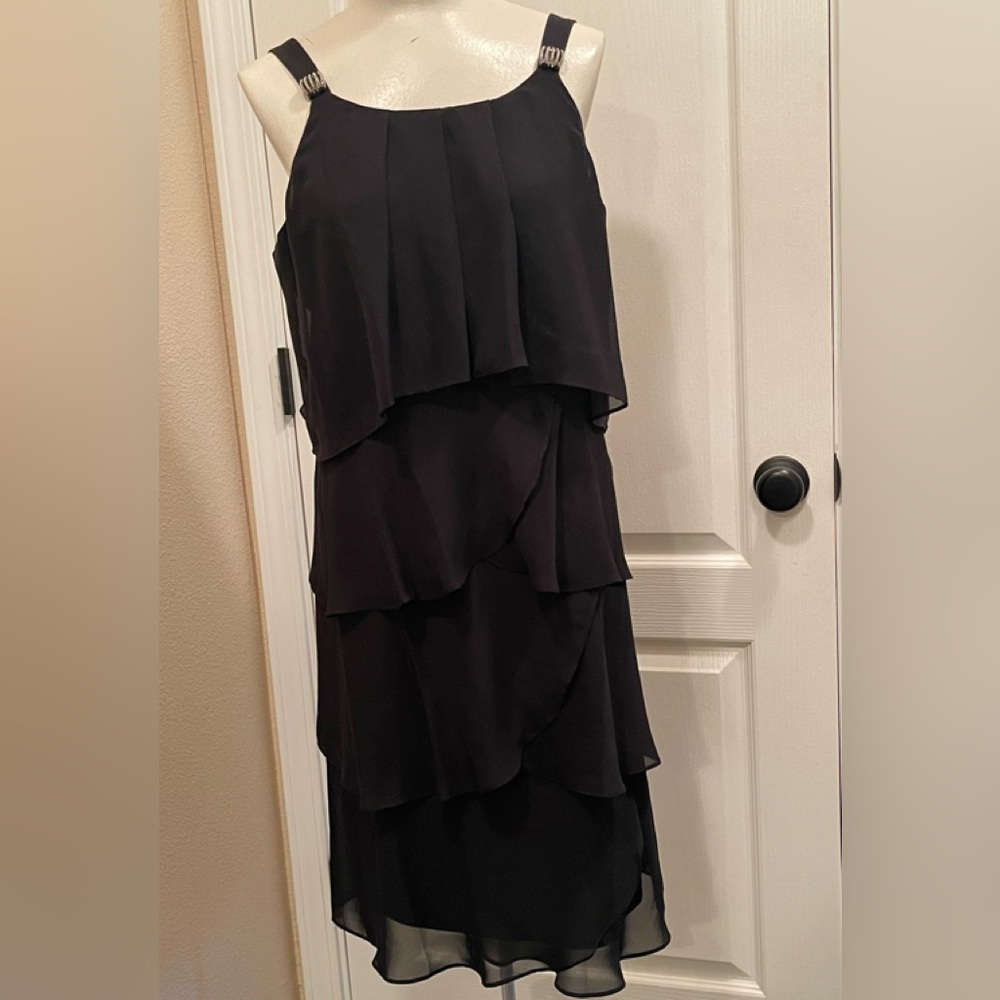 Chic Black Layered Asymmetrical Dress